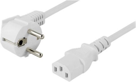 DELTACO Power Cord | Powercord | CEE 7/7 - IEC C13 | 5m | White